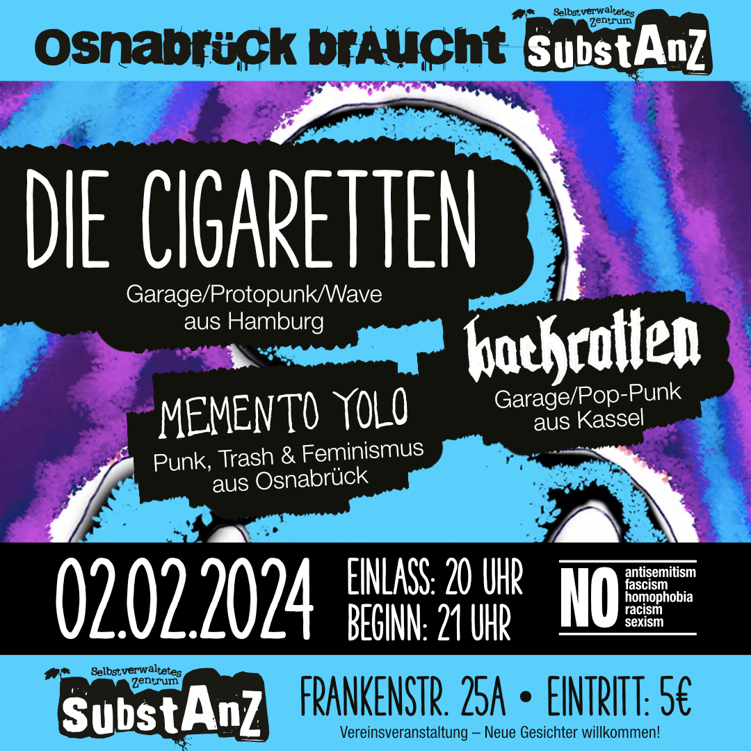 Konzert: Die Cigaretten + Bachratten + Memento YOLO