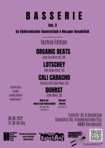 NO LAGER SOLI PARTY No. 2 // BASSERIE Vol. 3 @ Substanz Osnabrück