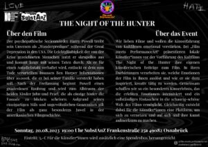 Film meets PerformanceArt: The Night of the Hunter @ SubstAnZ Osnabrück