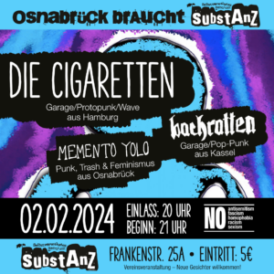 Konzert: Die Cigaretten + Bachratten + Memento YOLO